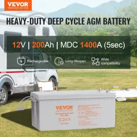 Vevor 840349929309 Deep Cycle Battery 12v 200 Ah Tested To Ul Standards