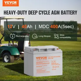 Vevor 840349929316 Deep Cycle Battery 12v 40ah Tested To Ul Standards