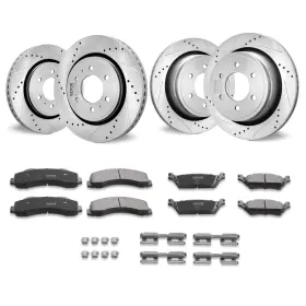 B1903-002 Vevor Drilled Slotted Front&rear Brake Rotors Pads Kit For 2012-2020 Ford F-150