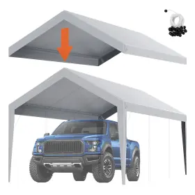 C0316-009 Vevor 10x20ft Garage Tent Shelter Tarp Top Cover Waterproof Uv Protected Grey No-frame