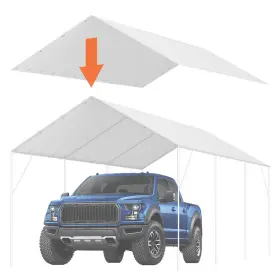 C0316-013 Vevor 10ftx 20ft Carport Replacement Canopy Top Cover Only Garage Tent Tarp H-duty White