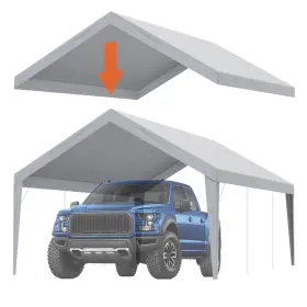C0316-017 Vevor 13ftx 20ft Carport Replacement Canopy Top Cover Only Garage Tent Tarp H-duty Grey