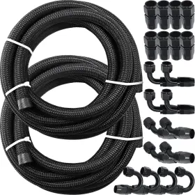 E0616-014 Vevor 8an Fuel Hose Kit Universal Fitting Adapter 32.8ft Nylon Steel Braided Oil Line