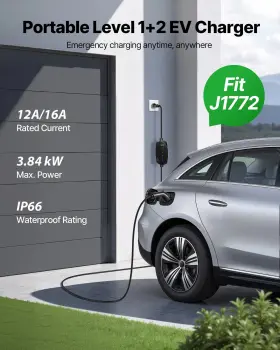 Mgbxcdqpm16a6h3sh001v5 Vevor Level 1&2 Ev Charger 16 Amp Adjustable Current Electric Vehicle Portable Charg
