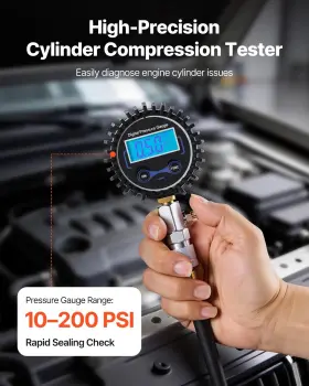 Vevor Qgylcsydzylbxg4xf001v9 Engine Cylinder Compression Tester Kit Pressure Gauge Range Of 10-200 Psi Com