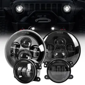 J3b0w1b0 Vi9000 Round Led 7 Inch Headlights 4 Fog Lights With Hi/lo Beam Dot Approved H6
