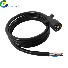 Ea1611242su Wflnhb 7-way 7-pin Trailer Plug Inline Cord 8 Feet With Double Prongs Connector