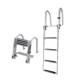 B00351pl-ws White Water 4-step Rear Entry Pontoon Boat Ladder With Extra-wide Steps