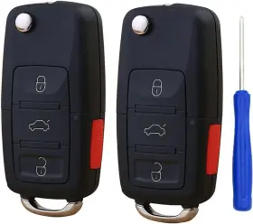Wcs-099 Wicuasix New Uncut Blade Keyless Remote Key Fob Shell Case No Chips Black Pack 2