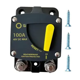 Mount-100a Wohhom 100 Amp Dc Circuit Breaker With Manual Reset 12v-48v Waterproof Surface