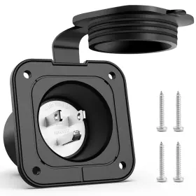 Sf20250911b0f9y18vpt Wolfwill 191301086036 15a Rv Shore Power Inlet - 125v Nema 5-15p Flanged Ac Port Plug Etl Certified