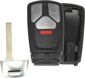 22041300 X Autohaux 4 Button Replacement Smart Key Fob Case Keyless Black Silver Tone