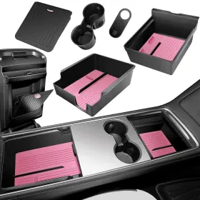 Xintuo 754111772188 5pcs Center Console Organizer Tray For Tesla Model Y 2021-2025 Accessories Pink
