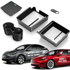 Xintuo 754111772201 5pcs Tesla Model Y Center Console Organizer Tray Gray Accessories 2021-2025