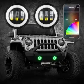 Xk042010-b-jl Xk Glow Led Fog Light Kit For Jeep Wrangler Jl Jt Jk Xkchrome Smartphone App