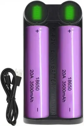 T18c Xonbdnox Universal Smart 2 Slots 18650 Battery Charger Set 3500mah Rechargeable Black