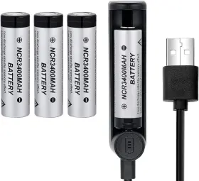 X18650001 Xonbdnox 18650 Battery Charger Set 4 Pack 3400mah Rechargeable High Fig. Reactionary