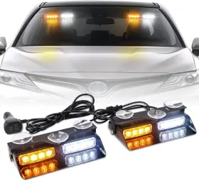 Xridonsen 791719459189 2-in-1 Dashboard Flashers Amber White Led Car Window Emergency Warning Safet