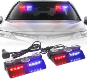 Xridonsen 791719459196 2 In 1 Dashboard Flashers 16 Led Red Blue Car Window Warning And Safety Lig