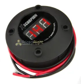 Dvm3rb Xscorpion 12v Digital Volt Meter Gauge Red Led Car Audio Voltage Display Black Round