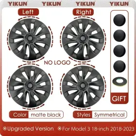 Yikun-tm3-18-hc Yikun 18 Inch Hub Caps For Tesla Model 3 2018-2023 Matte Black Wheel Covers Set 4pc