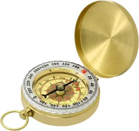 Yiosalywut 756940534012 Golden Antique Brass Compass Keychain - Waterproof Pocket For