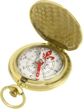 Yiosalywut 756940561889 Golden Antique Brass Compass Keychain - Waterproof Pocket For