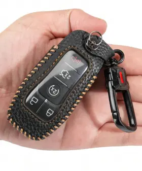 Nlt-fd02 Yonufi For Ford Key Fob Cover Holder Leather F-150 Mustang Explorer Fusion Edge