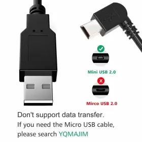 Yq122501 Yqmajim Charging Power Cable For Dash Cam 11.5 Ft Usb 2.0 To Mini Car Vehicle #3