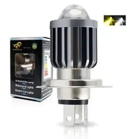 Ba20d Ysy 1pcs H4 Led Motorcycle Headlight Bulbs Hi Lo Beam Motorbike 3000k Yellow