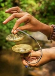 Qt Tibetan Handmade Yoga Meditation Om Tingsha Bell Chimes Cymbal Set With Bag. Fixed Price $49.99.