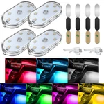 4 Pcs Car Led Lights For Interior, 7 Colors Magnetic Usb Wireless. Fixed Price $14.76.