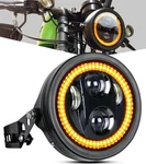 5-3/4 5.75" Motorcycle Headlight With Housing Bucket Smoke Halo Amber Drl Com.... Fixed Price $89.88.