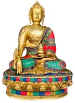 Qt Buddha Brass Statue Medicine Healing Lord 14" Stone Finish. Fixed Price $499.99.