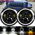 Pair 7" Inch Round Led Headlights Halo Eyes For Jeep Wrangler Jk Lj Cj Tj. Fixed Price $39.97.