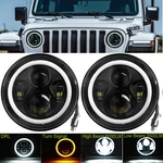 Pair 7" Round Led Headlights Halo Eyes Fit For Jeep Wrangler Jk Lj Cj Tj. Fixed Price $41.53.