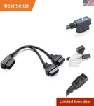 Durable 1FT Right Angle Obdii Y Splitter Cable 16-PIN Extension Solution. Fixed Price $17.09.