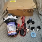 Ebusin 12V Diaphragm Water Pump, 5.5GPM 60PSI 1/2MNPT Connect Self Priming. Fixed Price $59.99.