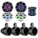 4X Kicker 8" Boat Speakers, Marine Enclosures, Enrock 50 Ft 16-G Wire. Fixed Price $1215.90.