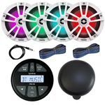 Infinity Marine Bluetooth Stereo Receiver, 4X 6.5" 225W Led Speaker, Accessories. Fixed Price $333.99.