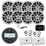Jbl Marine Am/fm Radio, 8X 6.5" Speaker, 2X Amp W/kit, Splitter, Antenna (white). Fixed Price $828.49.