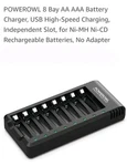 Powerowl 8 Bay Aaa Battery Charger, Usb High-speed Charging, Independent. Fixed Price $22.00.