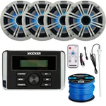 Kicker Receiver, 4X 6.5" Led Marine Speakers, Wire, Radio Antenna. Fixed Price $589.94.