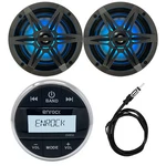 Enrock EM856 Bluetooth Am/fm Marine Receiver, 2X 6.5" Led Boat Speakers, Antenna. Fixed Price $168.99.