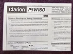Clarion PSW160 Installation Manual * Fold-out Pages English, French & Spanish. Fixed Price $19.90.