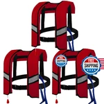 3-PACK 150N Auto Inflatable Life Jacket Adjustable Nylon Vest, Reflective Red. Fixed Price $132.99.