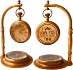 Aladean Brass Table Clock With Compass 5.5 Inch Tall, Antique. Fixed Price $76.96.