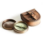 Wind & Weather Antiqued Brass Poem Compass With Leather Case Brown. Fixed Price $18.28.