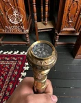 Antique Compass Brass Knob Head Handle Walking Stick Wooden Victorian Designer. Fixed Price $54.99.