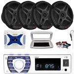 Pyle 1-DIN Marine MP3 Radio, 4X 6.5" 600W Max Speakers, Channel Amplifier. Fixed Price $410.49.